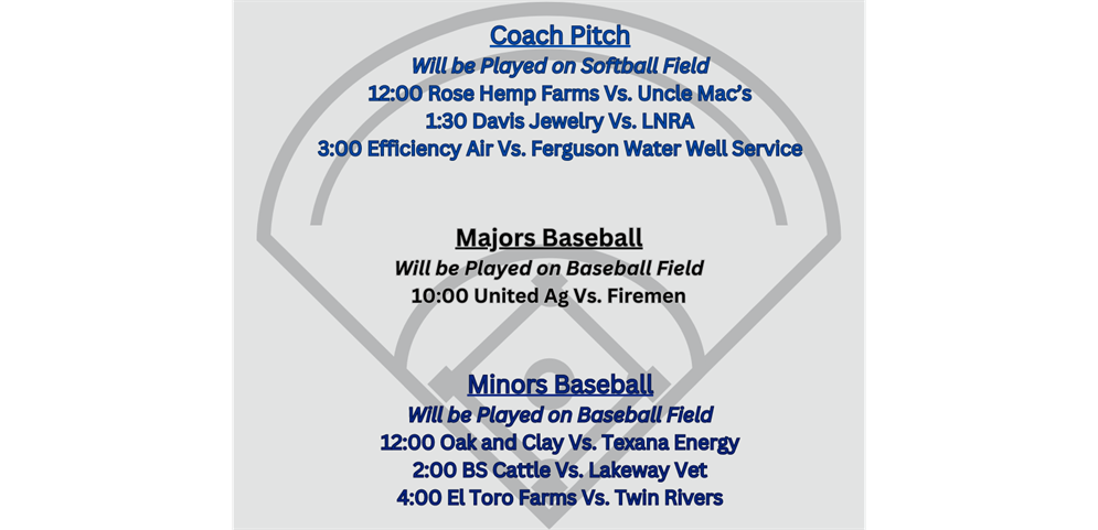 Opening Ceremonies Baseball Schedule